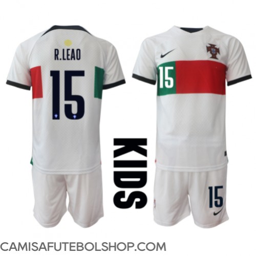 Camisa de time de futebol Portugal Rafael Leao #15 Replicas 2º Equipamento Infantil Mundo 2022 Manga Curta (+ Calças curtas)